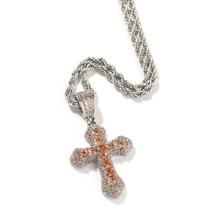 Wholesale Zircon Cross Men's Necklace Fashion All-match Chain Jewelry