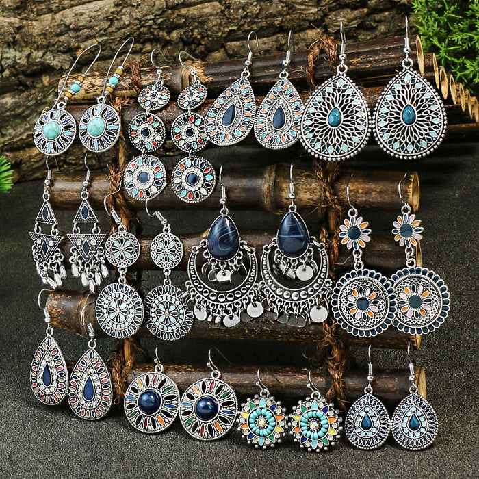 Wholesale Bohemian Mixed Blue Earrings Zinc Alloy Electroplated Party Jewelry Accessory MOQ≥2