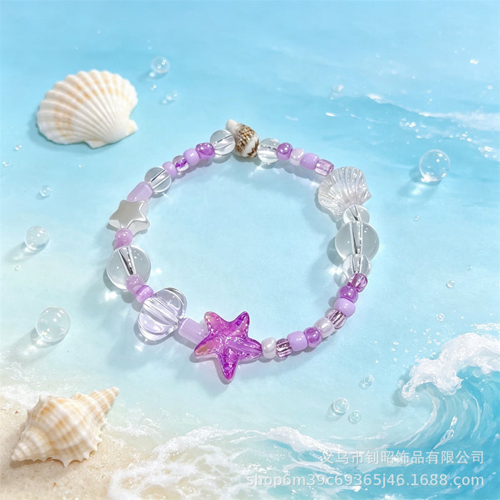 Wholesale Ocean Wind Glass Shell Beaded Bracelet Trendy Fashion Accessory