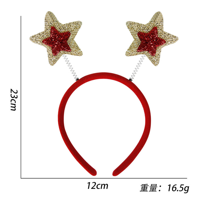 Wholesale Christmas headband elk horn five star headband Christmas decorations children plastic head buckle party decoration supplies