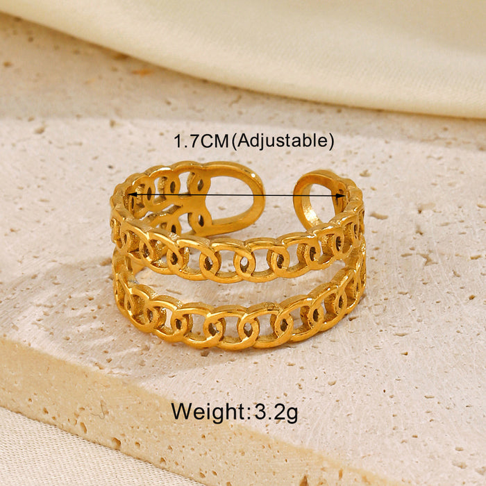 Wholesale Stainless Steel geometric leaves love Adjustable rings Gold Plated Rings