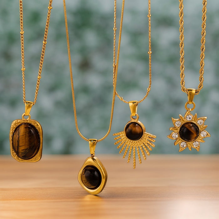 Wholesale Titanium Steel Stone Pendant Jewelry Necklace Accessories Clavicle Chain