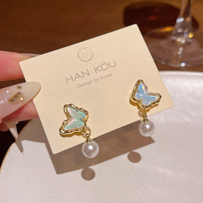 Wholesale Crystal Butterfly Pearl Earrings