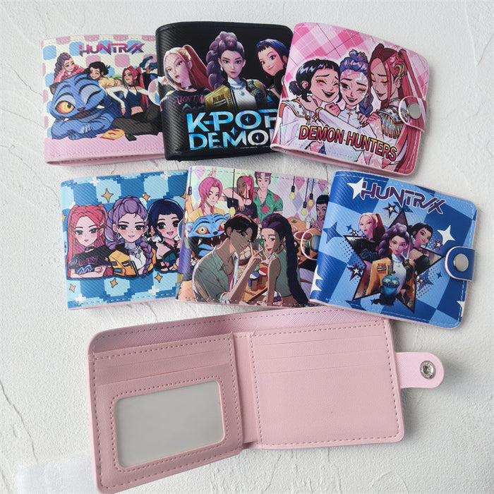 Wholesale K-POP Short PU Bi-fold Snap Wallet