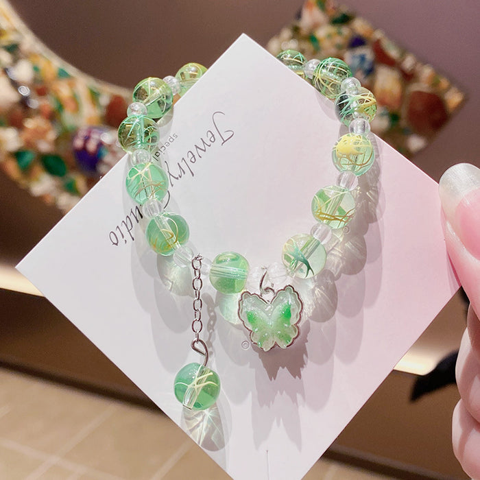 Wholesale Glass Butterfly Bracelet Trendy Handmade Fashion Accessory MOQ≥3