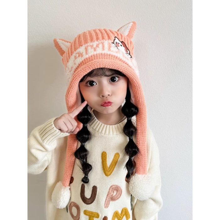 Wholesale Cute Girls Thickened Warm Children's Hat Autumn and Winter Cartoon Boy's Wool Hat Baby Ear Protection Hat