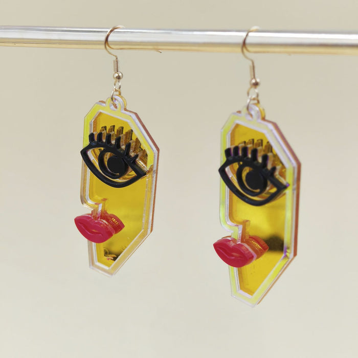 Wholesale Abstract style, personalized and creative, eye-catching red lip earrings, acrylic material earrings