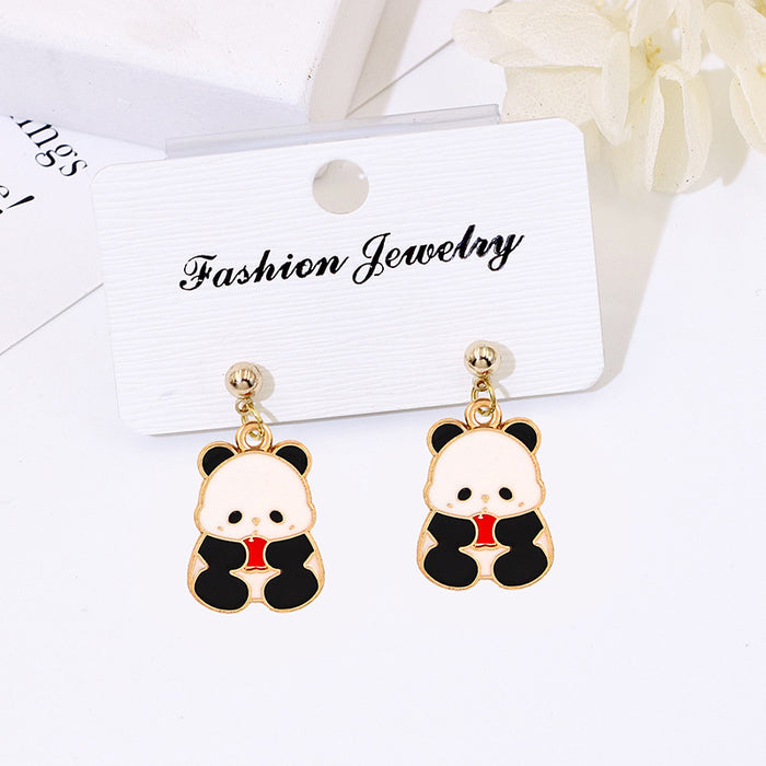 Wholesale Cartoon Panda Ethnic Style Earrings S925 Silver Needle Fashion Accessory Gift MOQ≥2