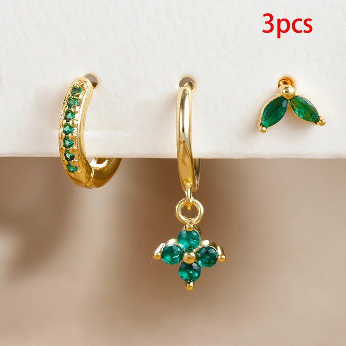 Wholesale Crystal flower earrings, geometric high-end earrings, earrings set, earrings accessories