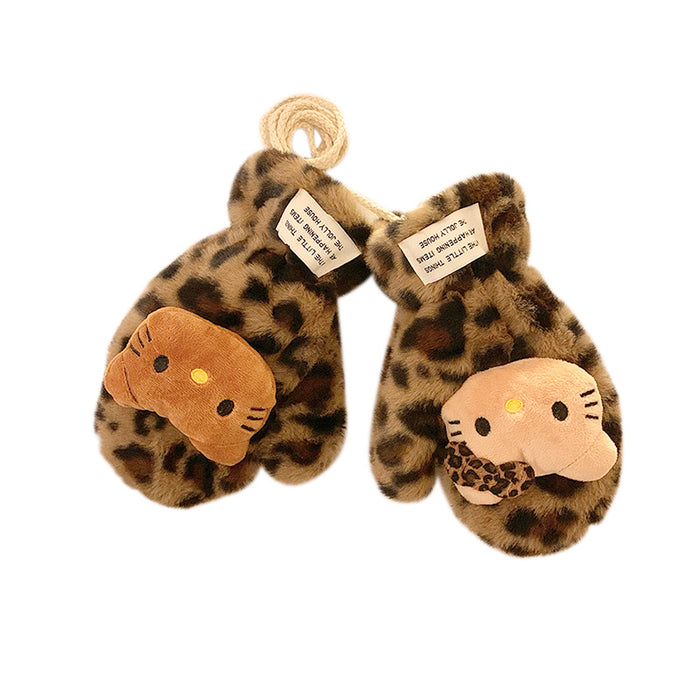 Wholesale Cartoon leopard print plush gloves