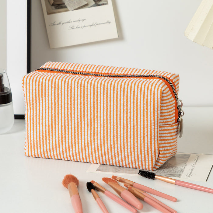 Wholesale Solid Color Clutch Seersucker Large-Capacity Toiletry Cosmetic Bag