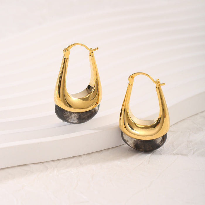 Wholesale Stainless steel smooth water droplet earrings with simple and personalized design that will not fade