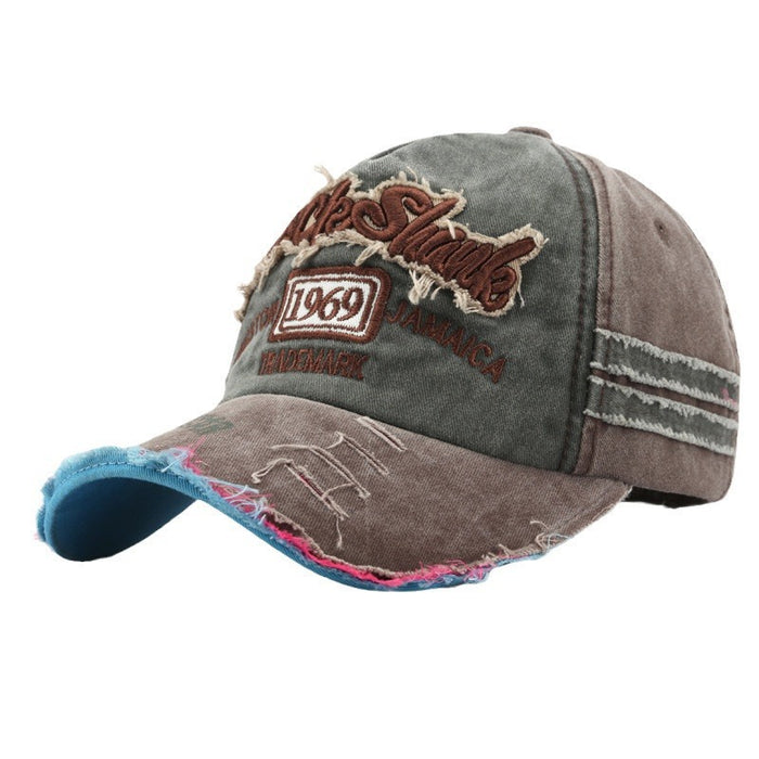 Wholesale Vintage Washed Distressed Letter Embroidered Ripped Baseball Cap