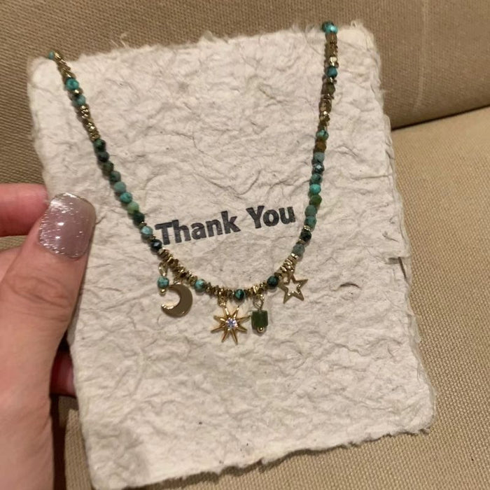 Wholesale Vintage beaded layered necklace with niche design, collarbone chain, neck chain, sweater chain