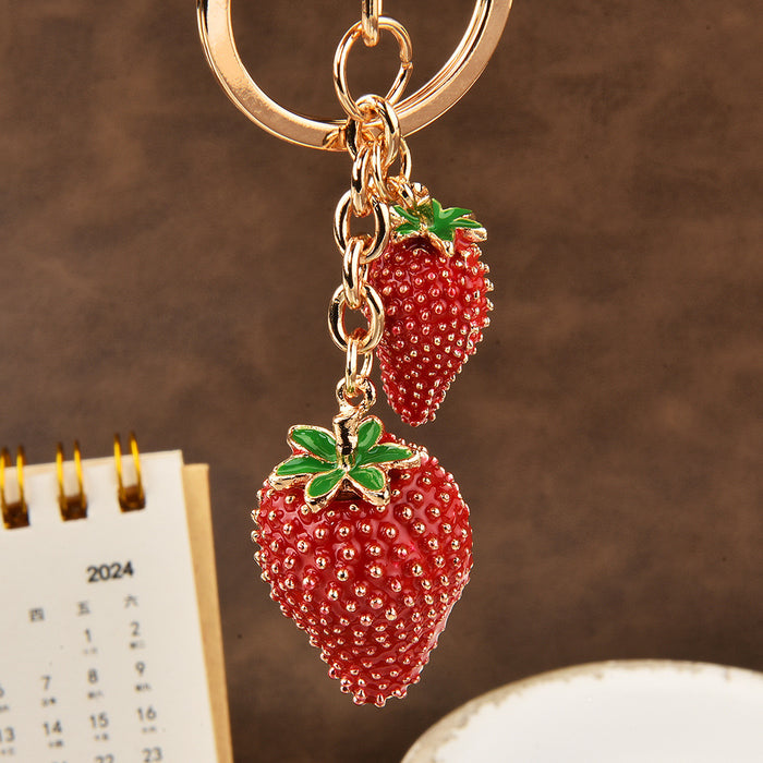 Wholesale Cute Strawberry Alloy Keychain