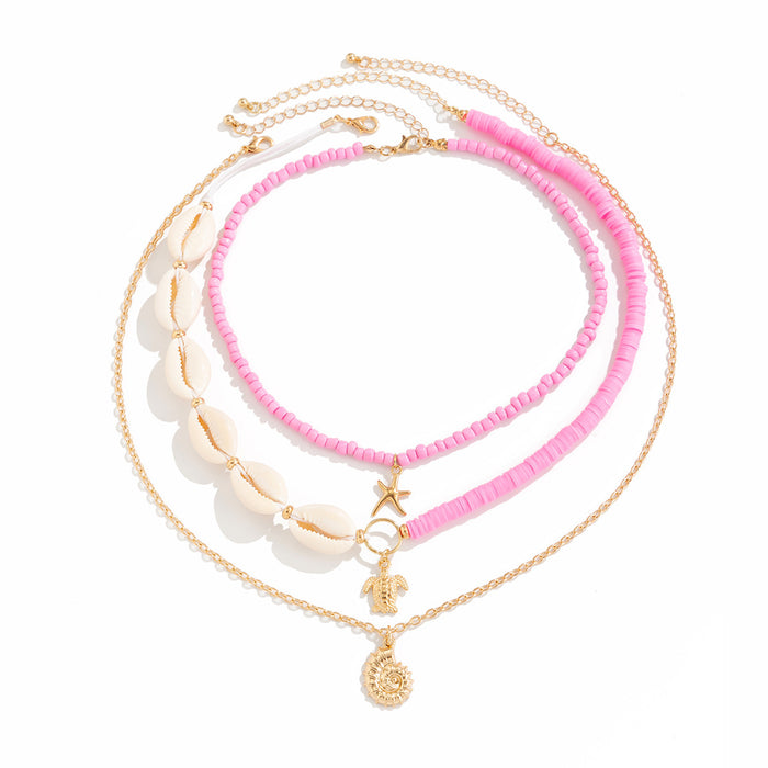 Wholesale Multi layer necklace beach starfish bead jewelry