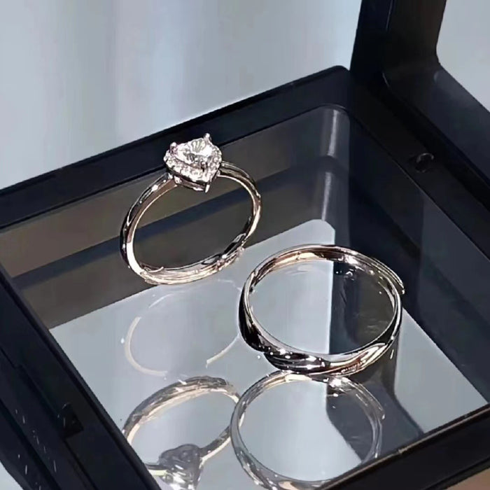 Wholesale Couple's ring for men and women, light luxury, niche, simple and fashionable, star point matching ring with adjustable opening