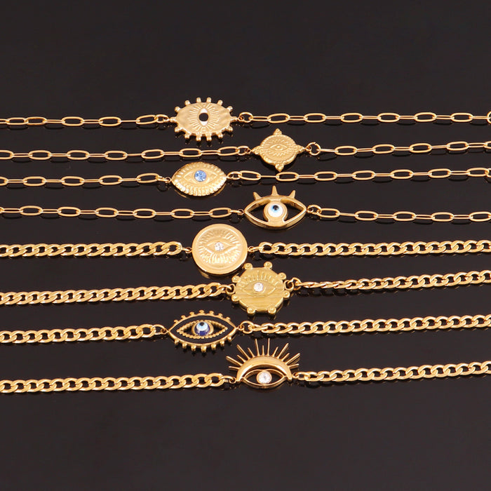 Wholesale Stainless Steel Devil' s Eye Bracelets Simple Oil-Dropping Eye Bracelets