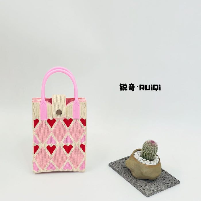 Wholesale Cute Cartoon Knitted Mobile Phone Bag  Easiest for Match Shoulder Bag Coin Crossbody Portable