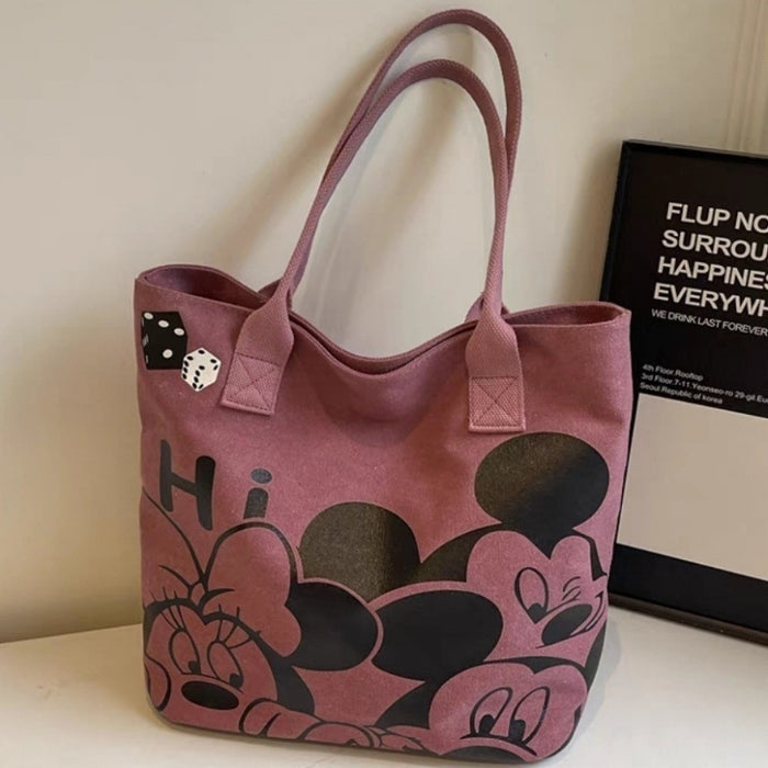 Wholesale Cartoon Canvas Bag Thickened New Style Large Capacity Handbag Commuting Shoulder Tote