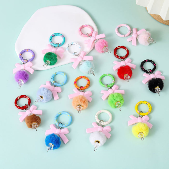 Wholesale New Creative Bow Hairball Phone Chain DIY Handmade Hanging Accessories Keychain Hanging Accessories Wholesale