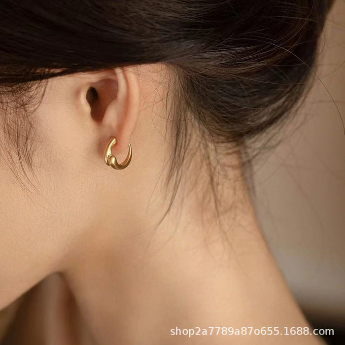 Wholesale Foggy electroplating matte gold geometric small earrings versatile earrings without ear holes