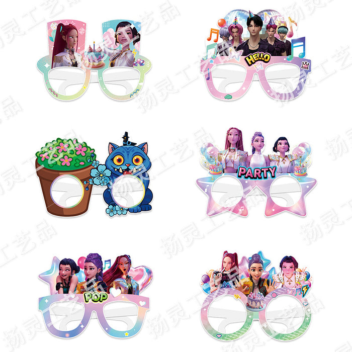 Wholesale KPOP 12 per set Paper glasses party photo booth props