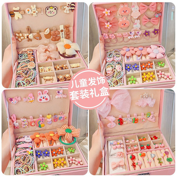 Wholesale Children' s New Headwear Girl Birthday Gift Jewelry Box Princess Girl Hair Accessories Set Gift Box Baby Hair Clip