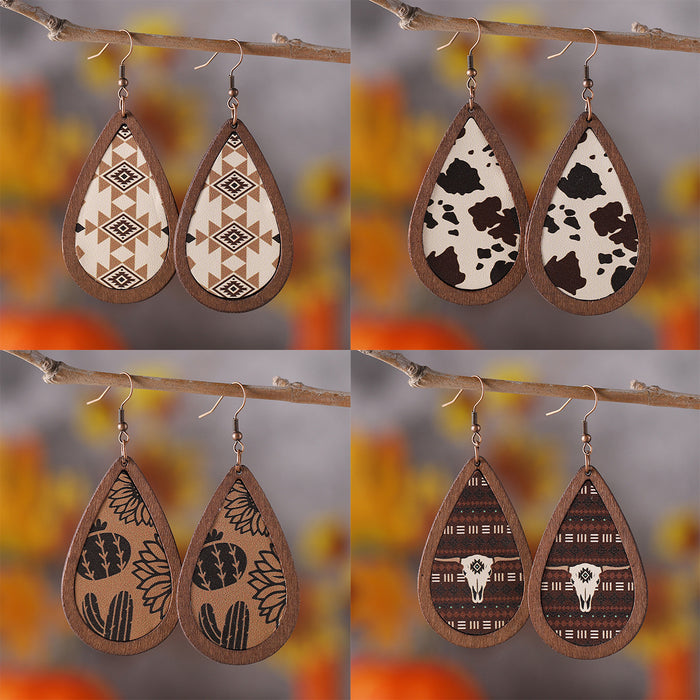 Wholesale Printed Water Drop Drop Earrings JDC-ES-ChuLian007