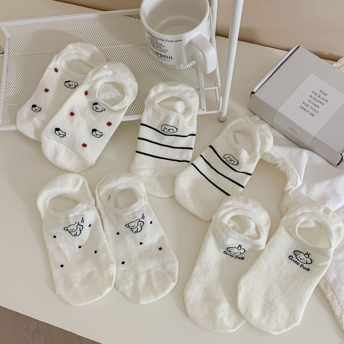 Wholesale Boat Socks Summer Thin Cute Cartoon White Invisible Socks Don't Drop and Short Socks