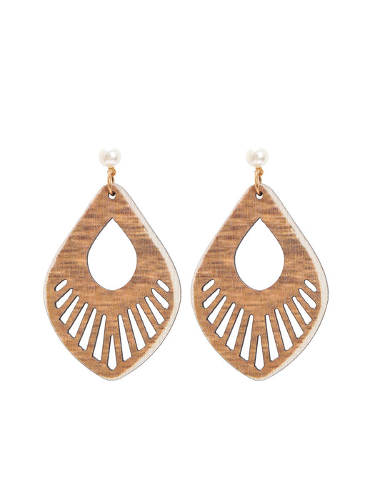 Wholesale Leaves Wooden Earrings Ring Earrings