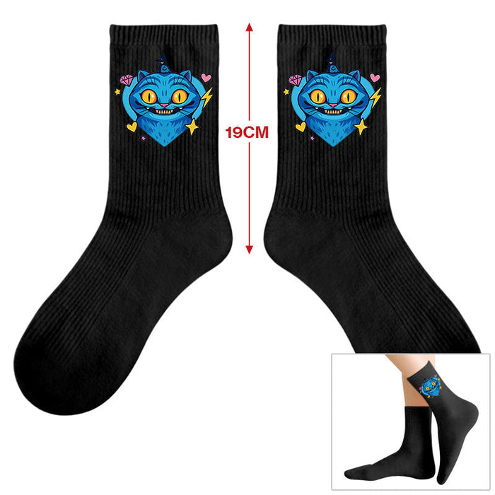 Wholesale Kpop Cute cartoon-themed printed colorful mid-calf socks