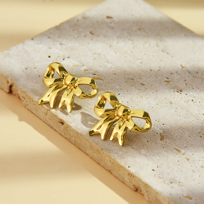 Wholesale Stainless steel bow new earring design trend versatile titanium steel temperament earrings wholesale