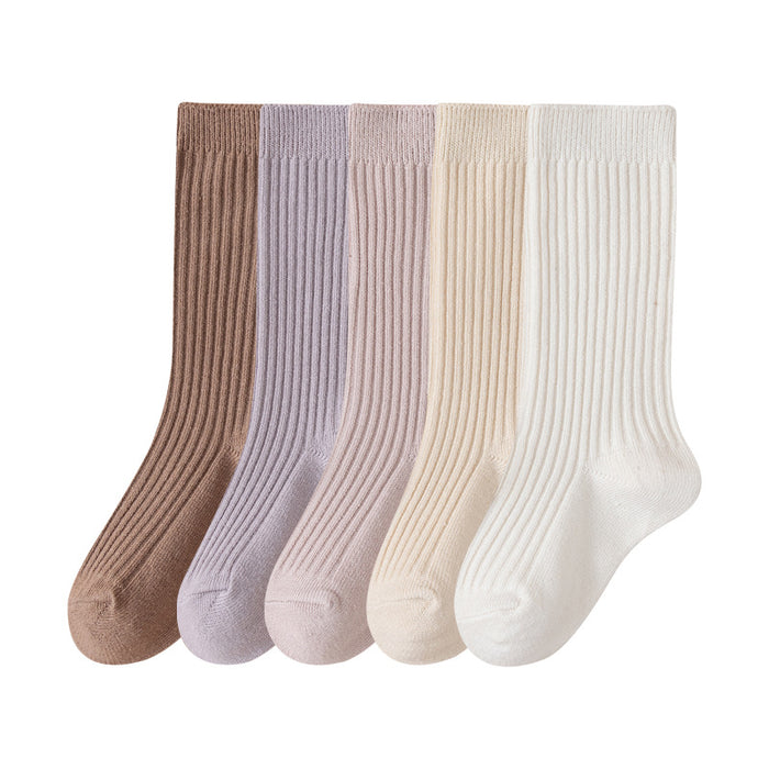 Wholesale baby mid-calf socks double needle simple 0-3 years old autumn cotton baby socks