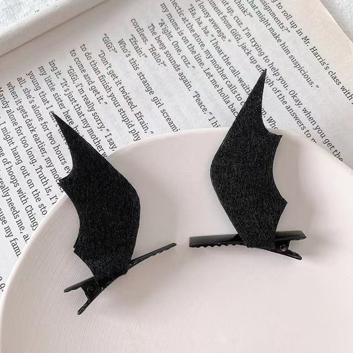 Wholesale Non-woven Halloween Devil Bat Ear Hair Clip JDC-HC-GuGuGu001