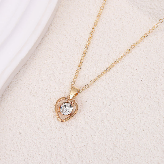 Wholesale Alloy Crystal Heart Necklace Jewelry Four-piece Set JDC-NE-Liyang007