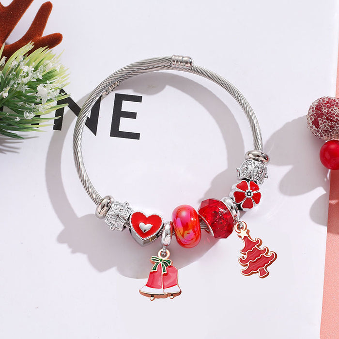 Wholesale Stainless Steel Christmas Bracelet with Tree Snowflake Pendant MOQ≥2