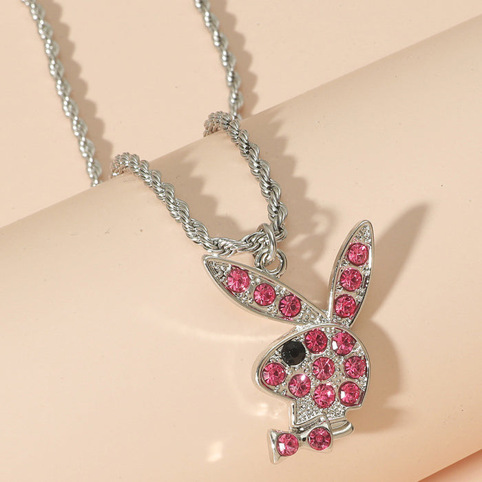 Wholesale Full Diamond Rabbit Pendant Stainless Steel Necklace JDC-NE-ChengHan009