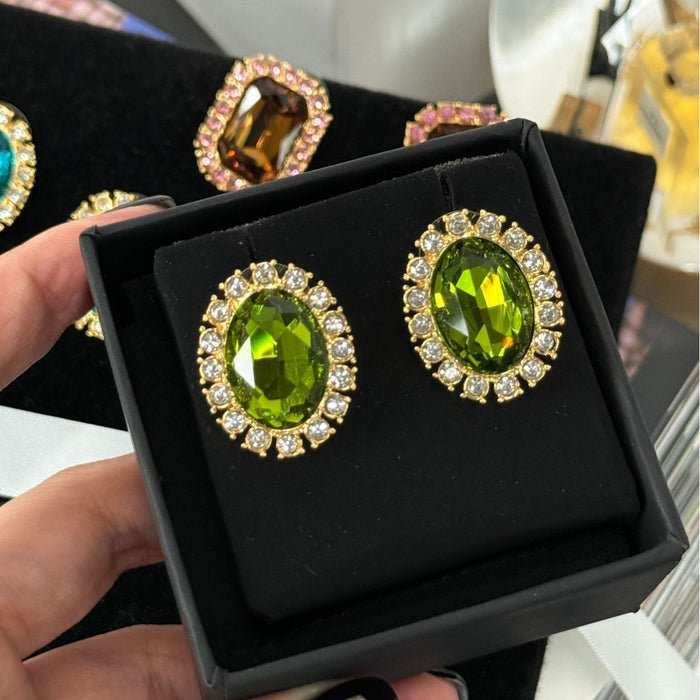 Wholesale Light luxury high-end earrings with a niche design and colorful rhinestone silver needle earrings