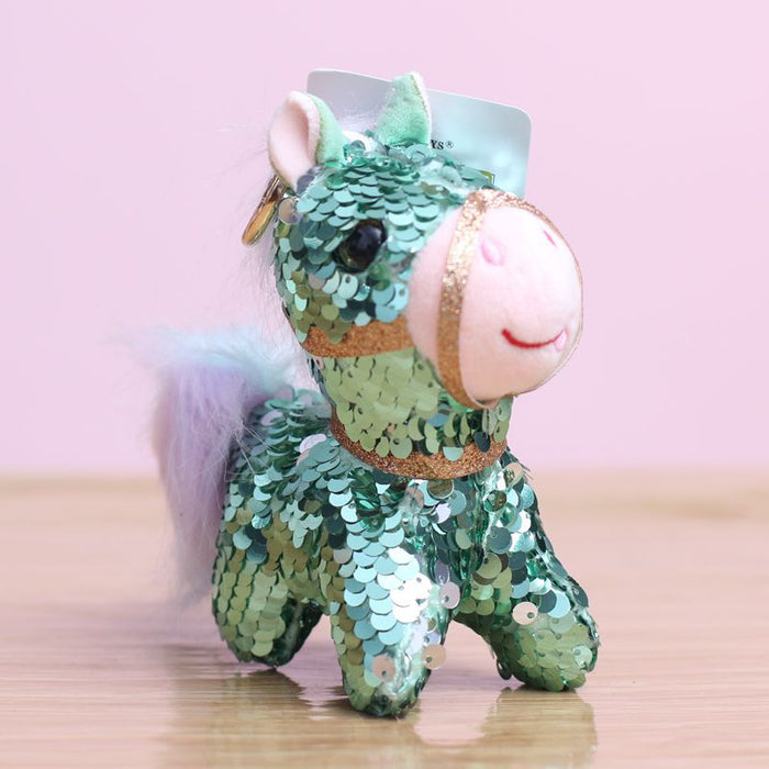Wholesale Sequin Colorful Pony Pendant Cute Plush Toy Doll Bag Charm Keychain Animal