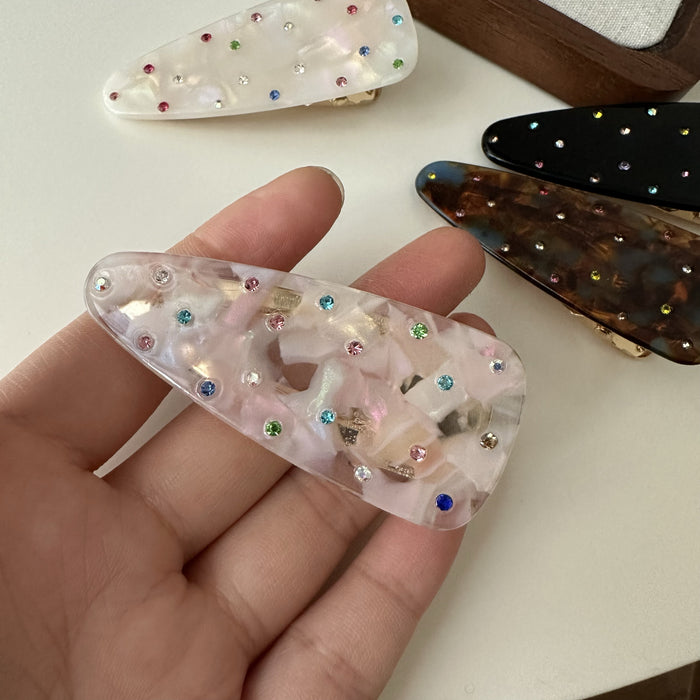 Wholesale Color diamond hair clip with simple side fringe clip