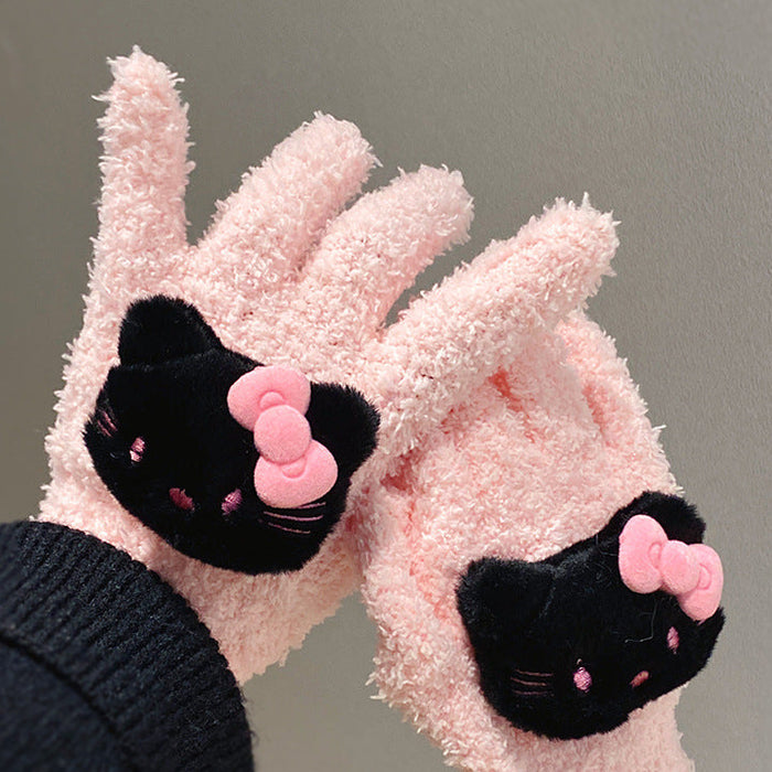 Wholesale Winter Warm Cat Coral Fleece Gloves