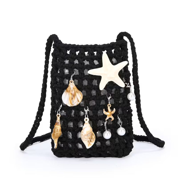 Wholesale Trendy Blue Cotton Rope Woven Small Crossbody Bag