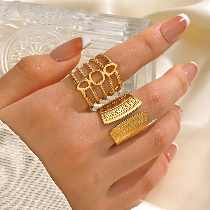 Wholesale Stainless steel Adjustable rings hip hop 18K Gold Plated Rings for women