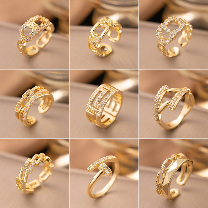 Wholesale Letter Rivet Zircon Ring
