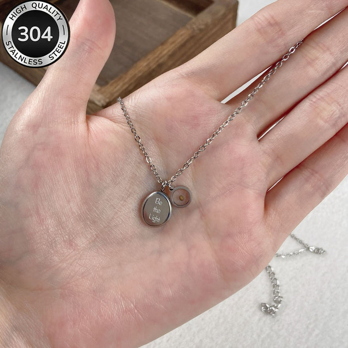 Wholesale Mustard Seed Faith Inspirational " Be the Light"  Pendant Stainless Steel Necklace