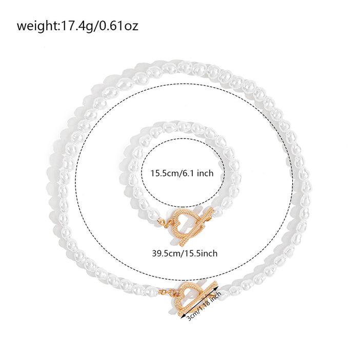 Wholesale Fashionable and versatile irregular shaped pearl necklace bracelet with temperament and design sense, caring heart