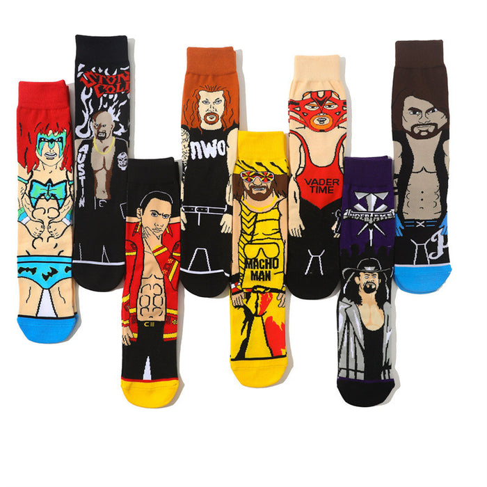 Wholesale Cartoon Men' s Sports Socks Cotton Mid-Calf Sports Socks