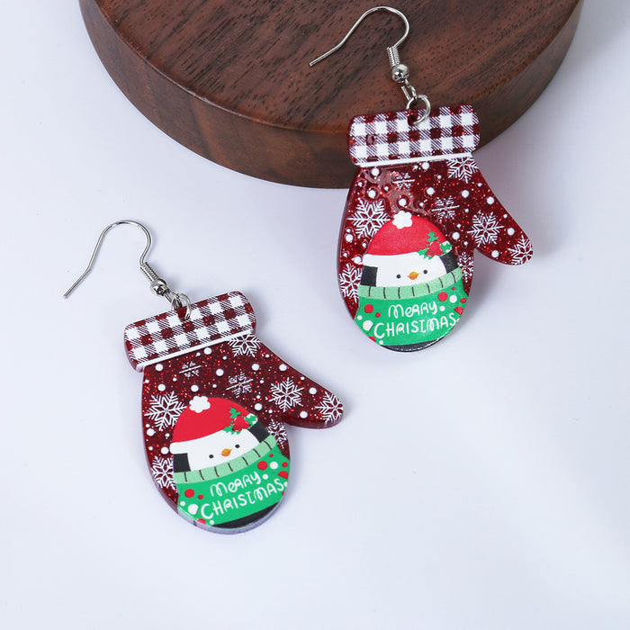 Wholesale  gloves snowman design acrylic earrings