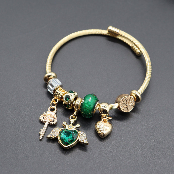 Wholesale Gold and Silver Life Tree Angel Wings Love Key Adjustable Bracelet